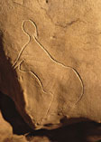 Silhouette féminine, grotte de Cussac. Photo Norbert Aujoulat, CNP MCC