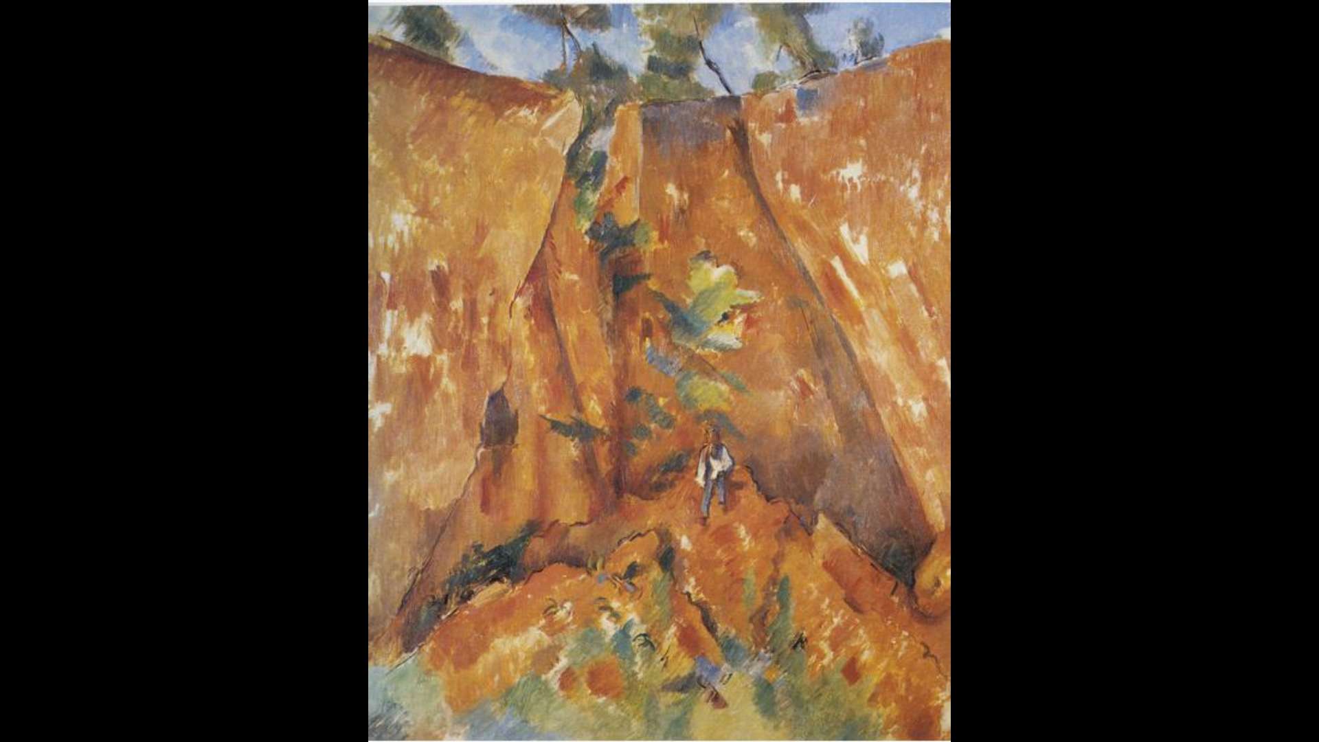 Pau Cézanne, Dans la carrière de Bibémus, vèrs 1895, òli sus tèla, 79 x 63,5 cm, coll. part.